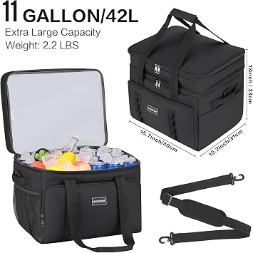 Hulongo Cool Bag, 42L Double Cool Box, Insulated Cooler Bag