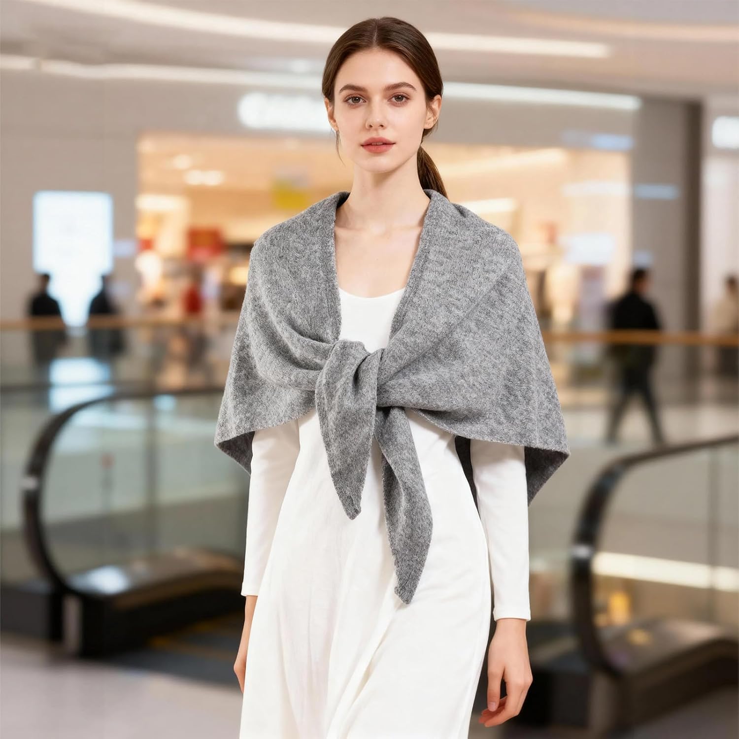 Shawl Wraps for Women Winter Knitted Triangle Cashmere Shawl Scarf Pashmina Cardigan Cape - Image 8