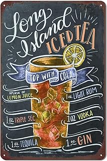 Vintage Bar Metal Tin Sign Retro Cocktail Wall Decor Man Cave Wall Sign 12 x 8 inch - Long Island Iced Tea