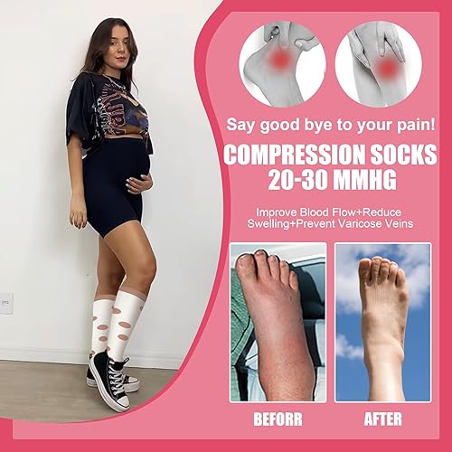 Miniatura 4 de HLTPRO - Calcetines de compresión para mujeres u hombres, 6 pares de calcetines de compresión de 20 a 30 mmHg para médicos o enfermeros o para correr