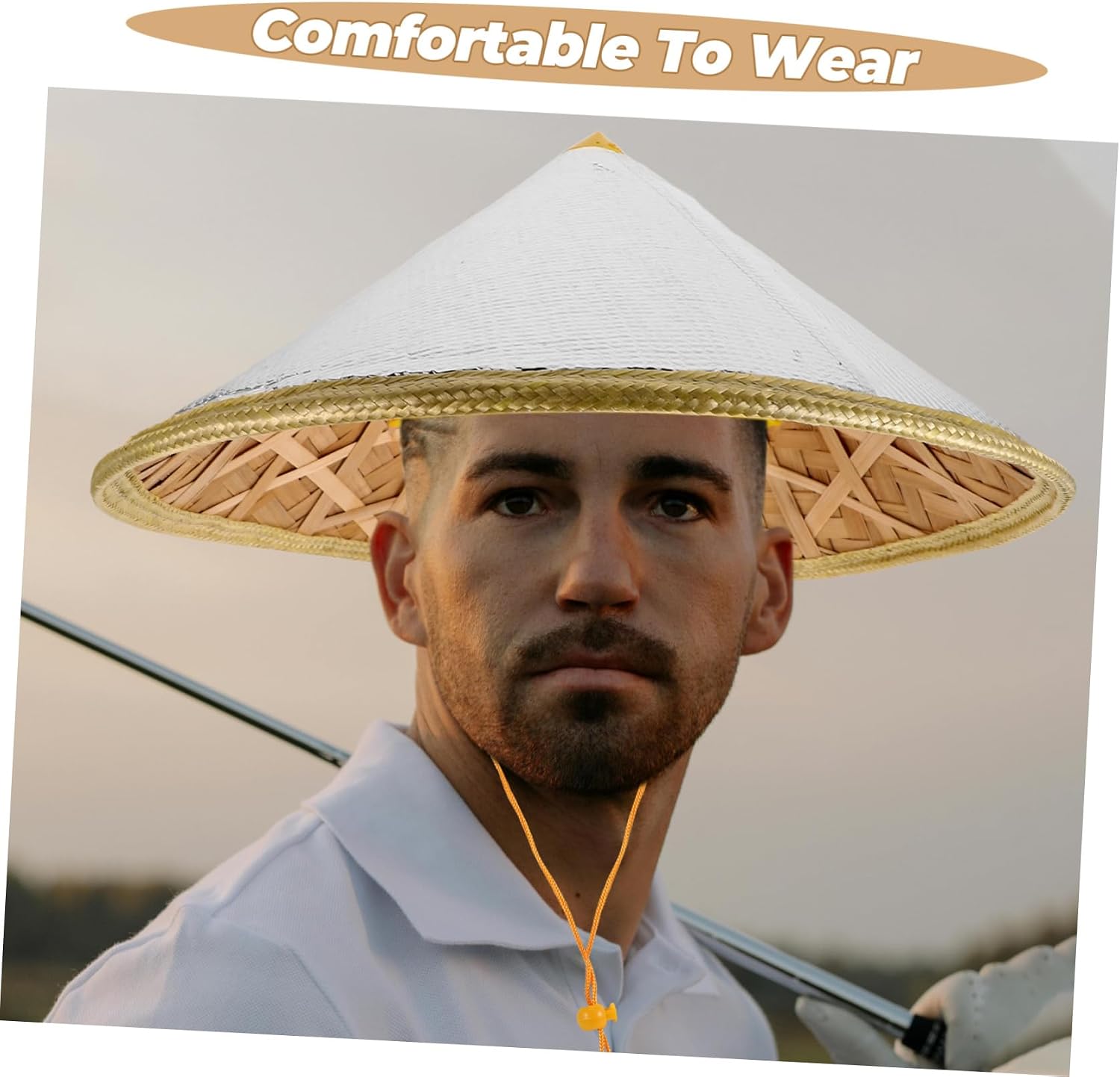 Handmade Bamboo Wide Brim Hat for Sunshade Rain Protection Silver