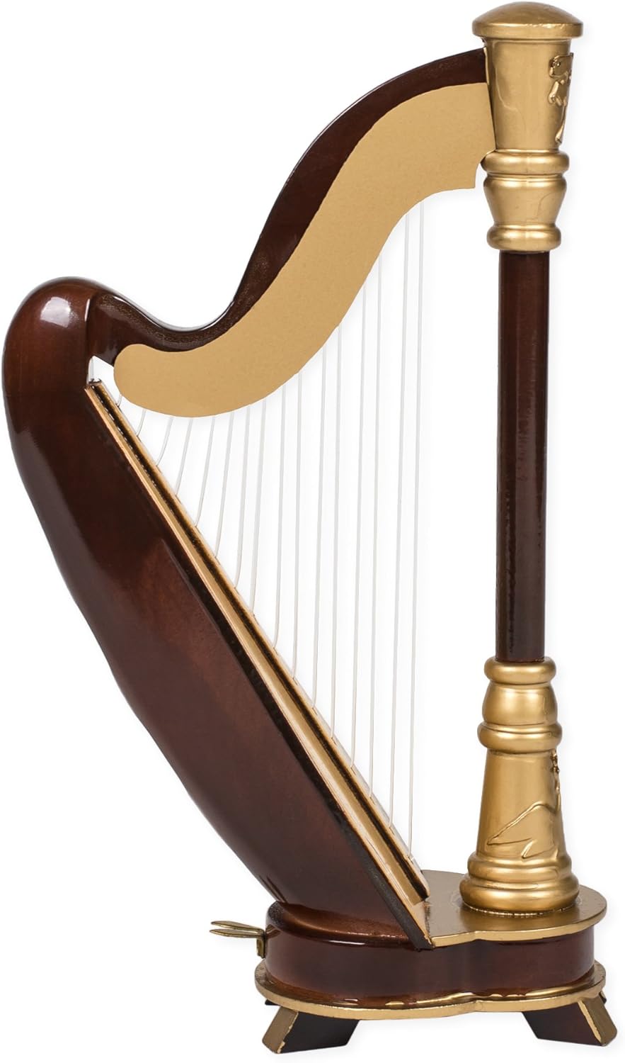 Broadway Gift Harp Miniature Replica Rich Wood & Gold Tone 6 x 8 Resin Stone Tabletop Figurine