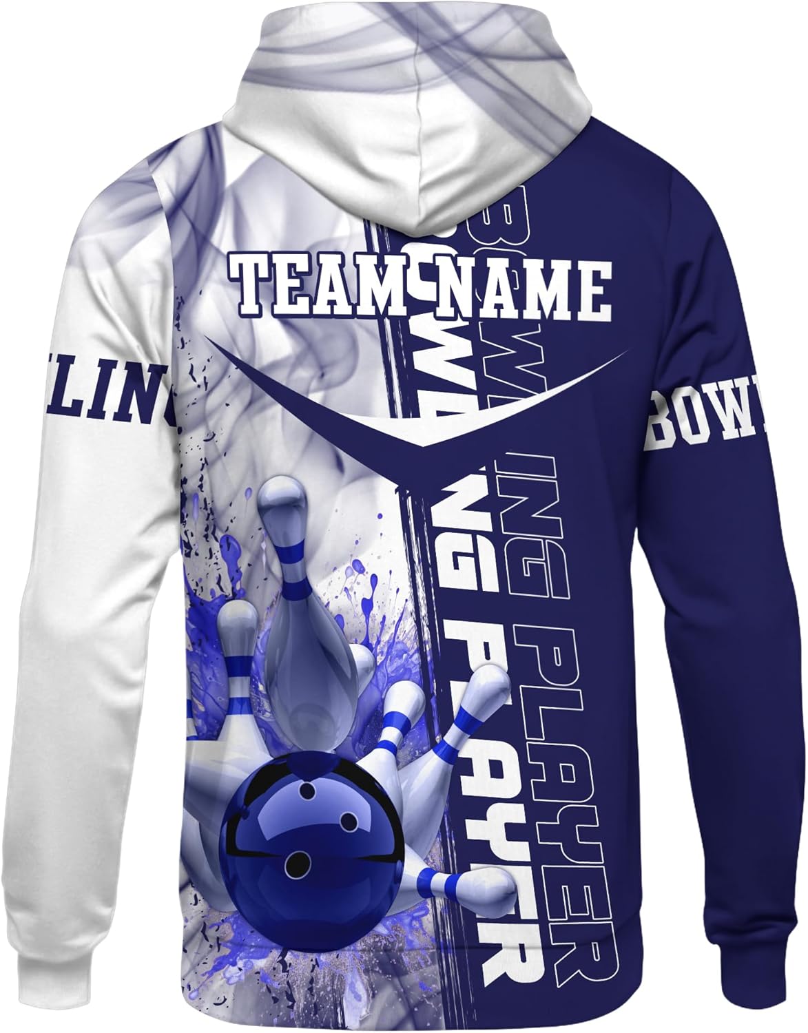 Men's Bowling Hoodie Personalized Blue Bowling Ball And Smoke Shirt For Bowling Player 3D Bowling Clothing