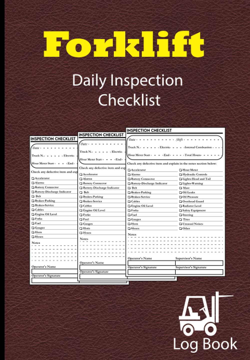 Buy Forklift Daily Inspection Checklist Log Book Safety & Maintenance
