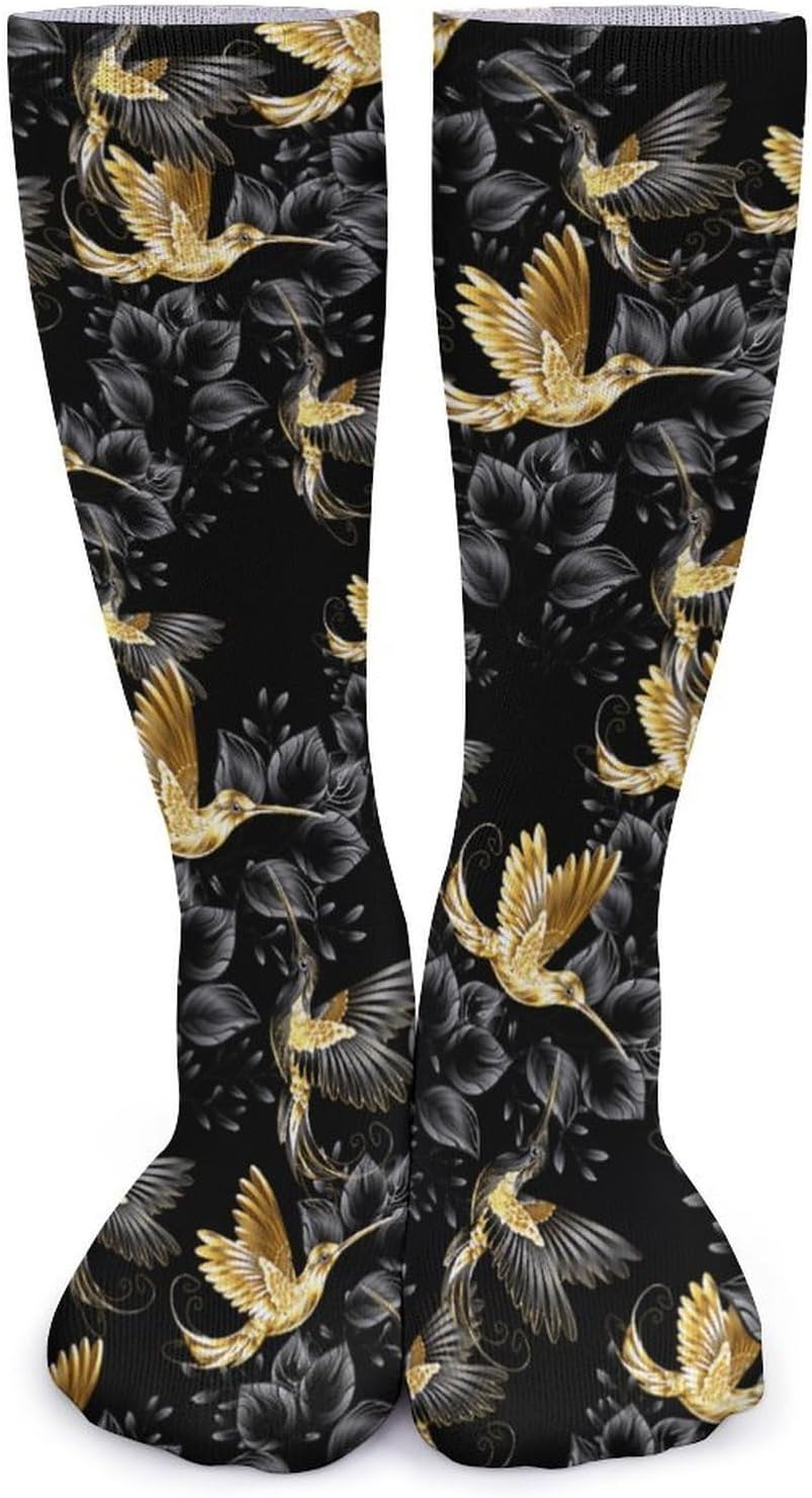 Bright Hummingbird Knee High Socks Casual Long Stockings Over Calf Sock Tube for Women Men