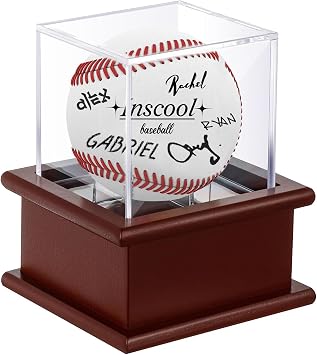 Baseball Display Case with Wooden Base Acrylic Cube