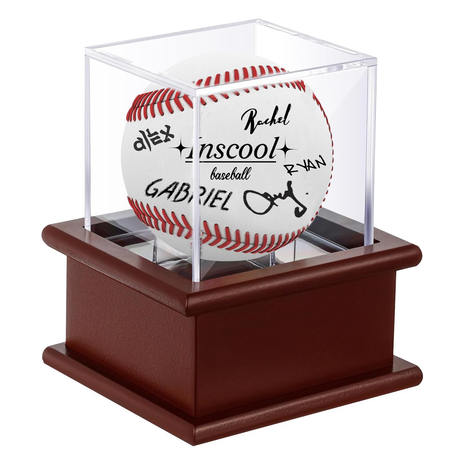 Baseball Display Case with Wooden Base Acrylic Cube