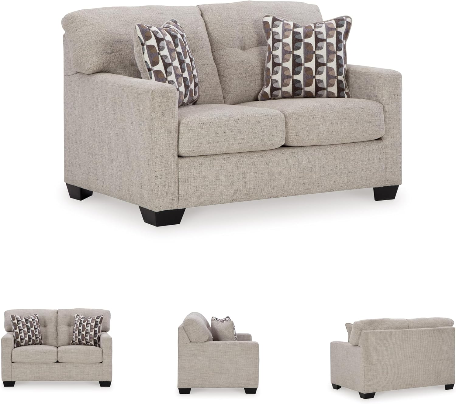 Signature Design by Ashley Mahoney Contemporary Tufted Loveseat, Beige