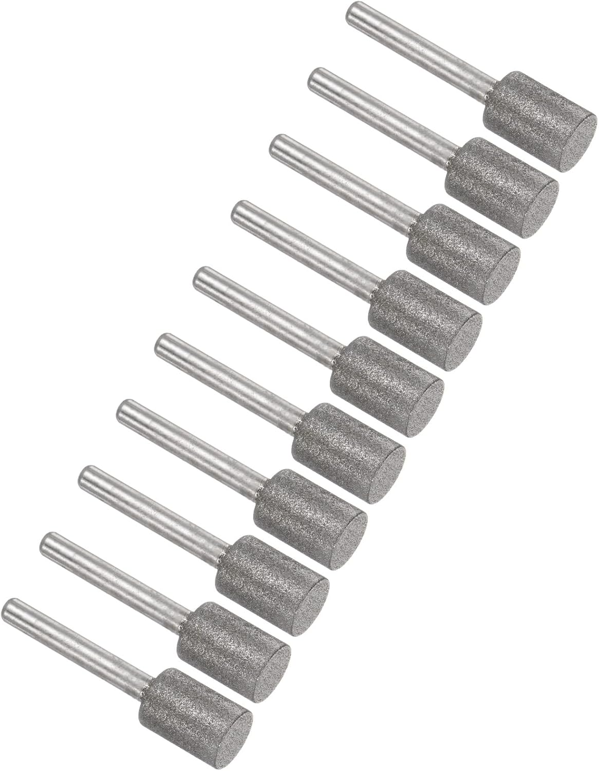 10pcs Diamond Grinding Bit - [14mm Dia 120 Grtis] Cylinder Head Carving Drill Bits Rotary Tool for Carving Polishing Use | 6mm Round Shank