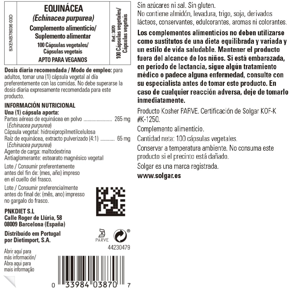 Equinácea 100 cápsulas de 520mg