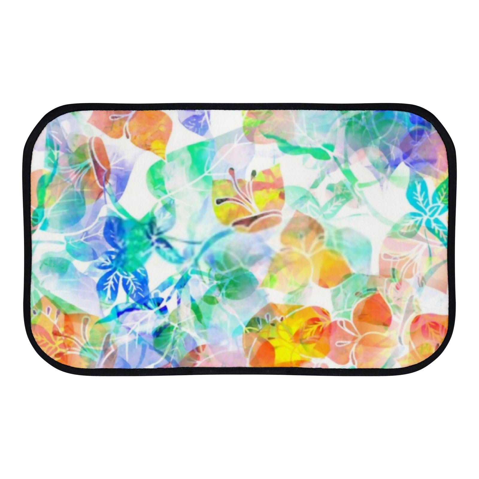 Nuansexi Bathroom Rugs Nature Flowers Leaves Watercolor Floor Mats Non Slip Bathmat Doormat Tub Mat Coral Velvet Absorbent Entrance Carpet Mats Machine Washable Bedroom Decor