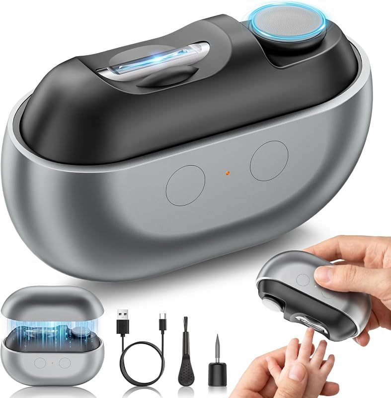 Electric Nail Clipper, Upgraded 3-in-1 Quiet Automatic Baby Nail Clippers | Electric Nail Trimmer with Polishing, Storage, LED Light & 2 Speed, USB Rechargeable for Baby, Adult, Seniors, Kids