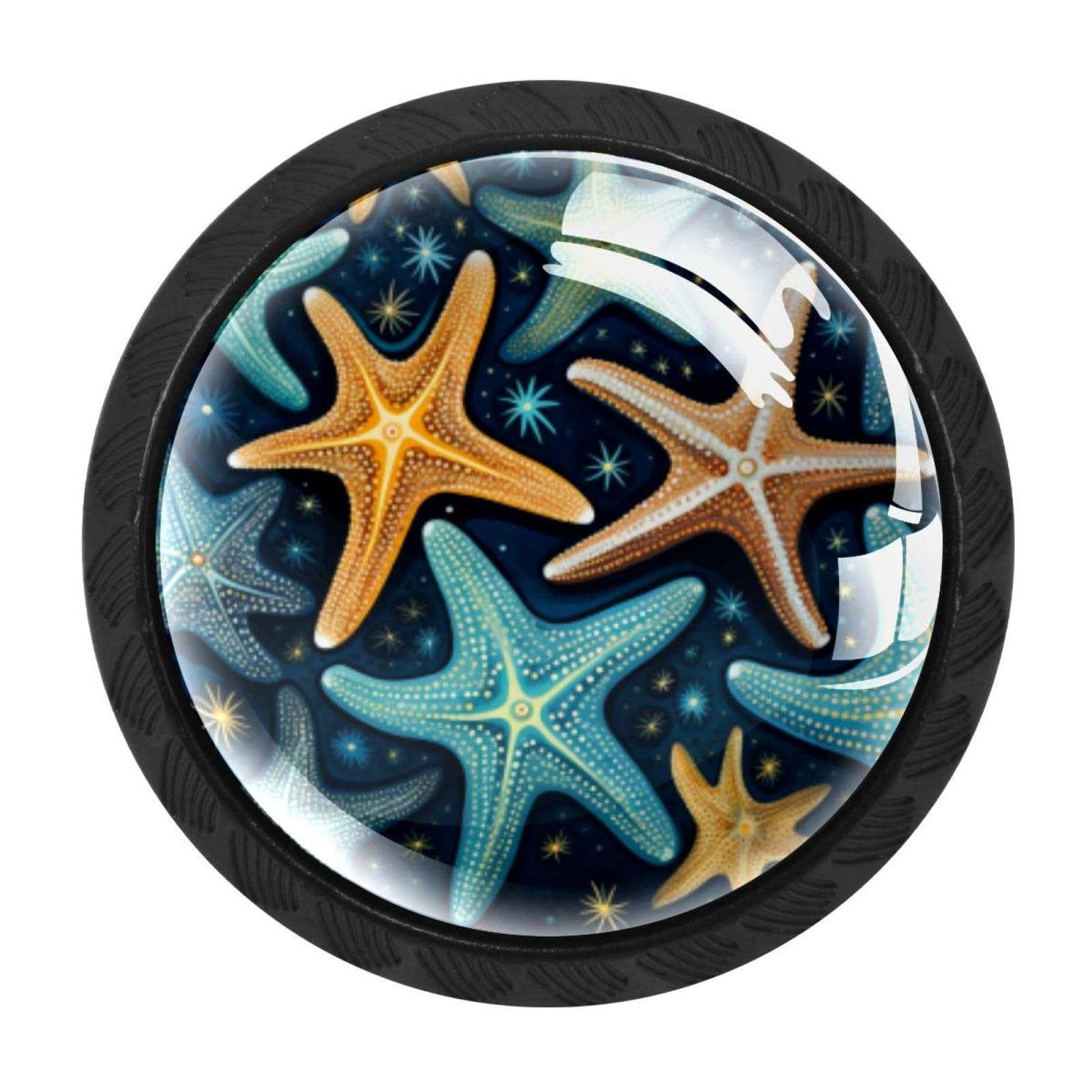 CHENZZZZ 4 Pieces Starfish Kitchen Cabinet Knobs Drawer Knobs Dresser Knobs Black Knobs Drawer Pulls Dresser Drawer Handles Knobs for Dresser Drawers