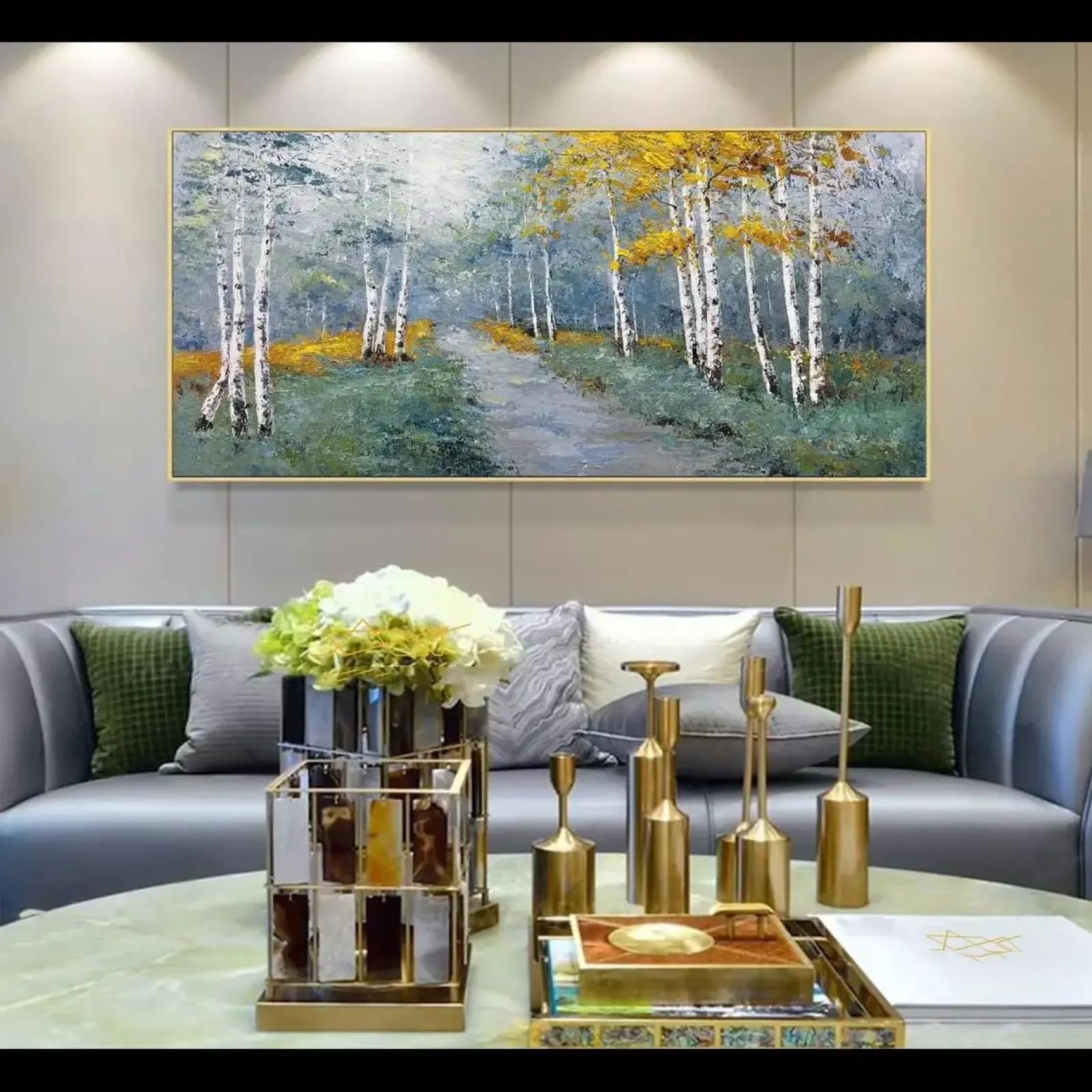 Tableau de paysage jaune d'automne pour réchauffer la déco du salon