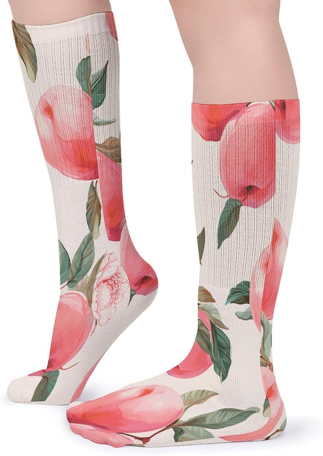 Pink Peach Knee High Socks Cozy Knee High Socks Soft Mid-Length Sock for All Seasons Daily Wear Adult