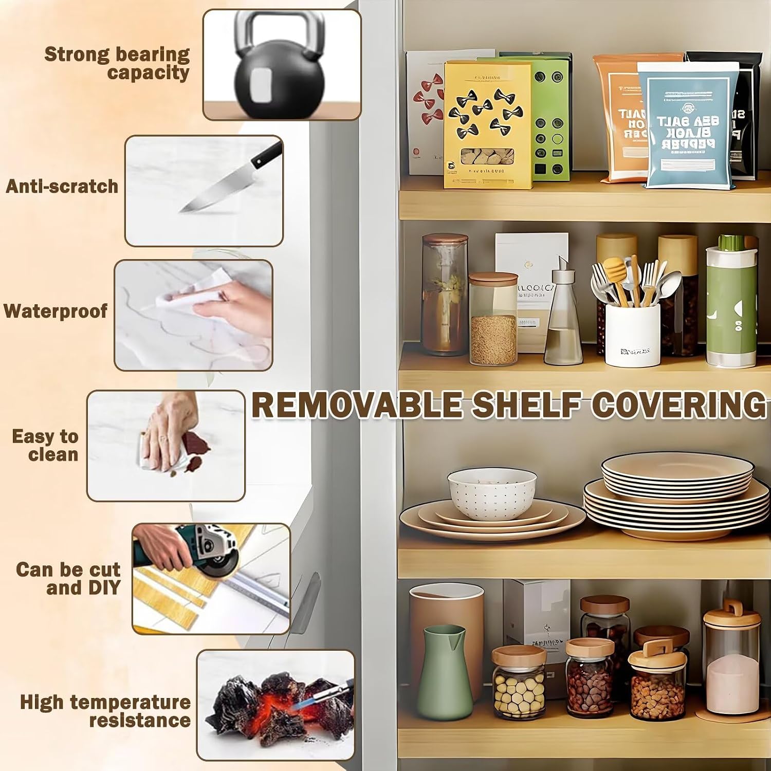 Wire Shelf Cover 4 Pcs, 19x12x3 in PVC Rack Covers for Wire Shelving Pantry and Laundry Shelves, Durable Removable Closet Decoration (Not Wood) Shelf Liners for Ofiice Home Kitchen, Color 21