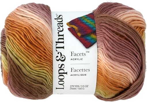 Loops & Threads Ember Facets Yarn - Medium Weight Yarn for Knitting, Crochet, Weaving, Arts & Crafts, 15 Pack