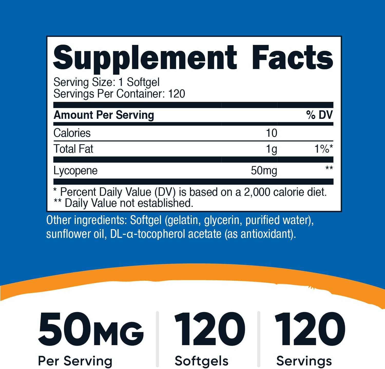 Nutricost Lycopene 50mg Softgels (120 Softgels) - Image 2