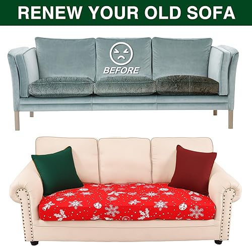 Miniatura 8 de Smiry Fundas de cojín de sofá estampadas, fundas elásticas suaves para sofá, lavable antideslizante, protector de muebles para interiores y