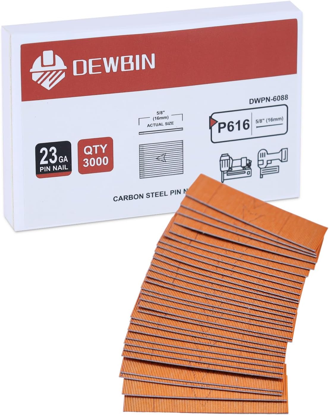 23 Gauge Pin Nails, 3000 Cts 5/8-Inch Micro Headless Piner Nails, Galvanized 23 GA Pins Nails for Nail Gun for Woodworking and Trim Work