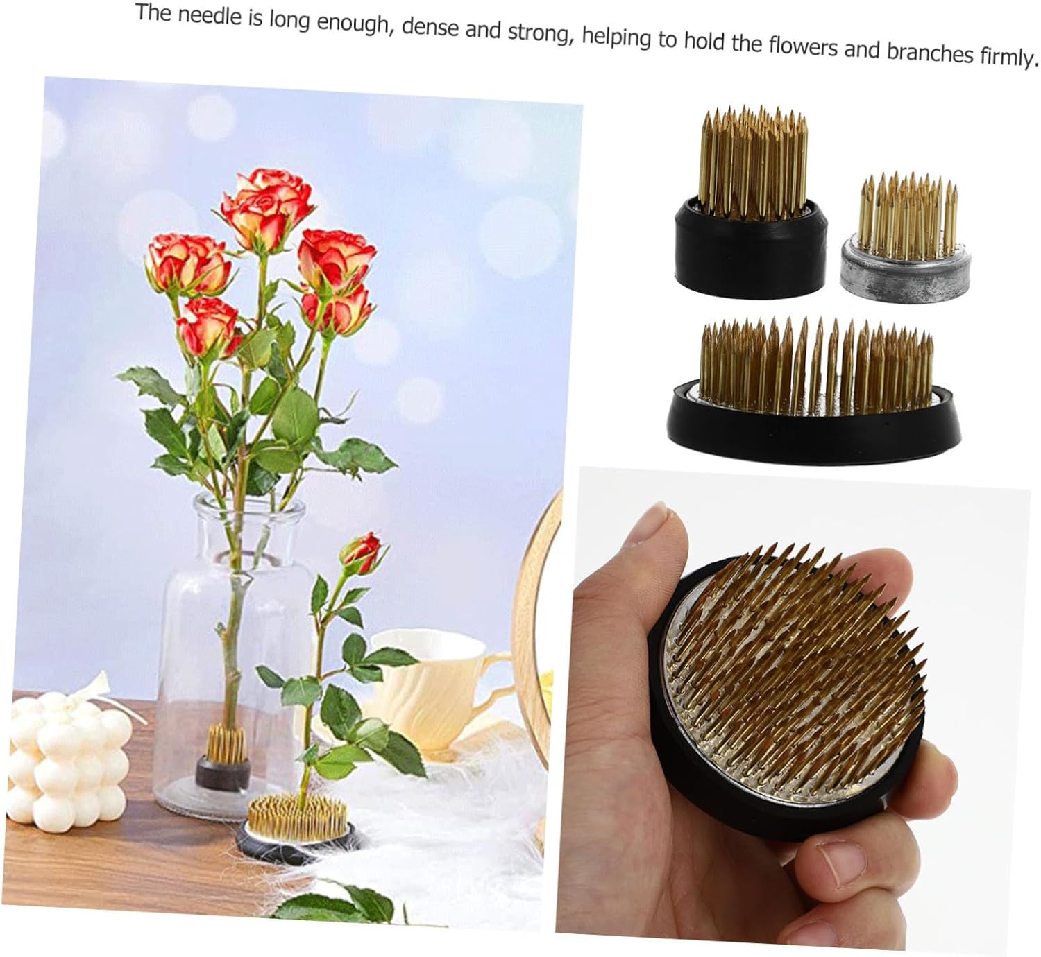DOITOOL 3PCS Round Flower Arrangement Tool Set for DIY Floral Design Green Frog Base for Home Decor for Weddings and Events