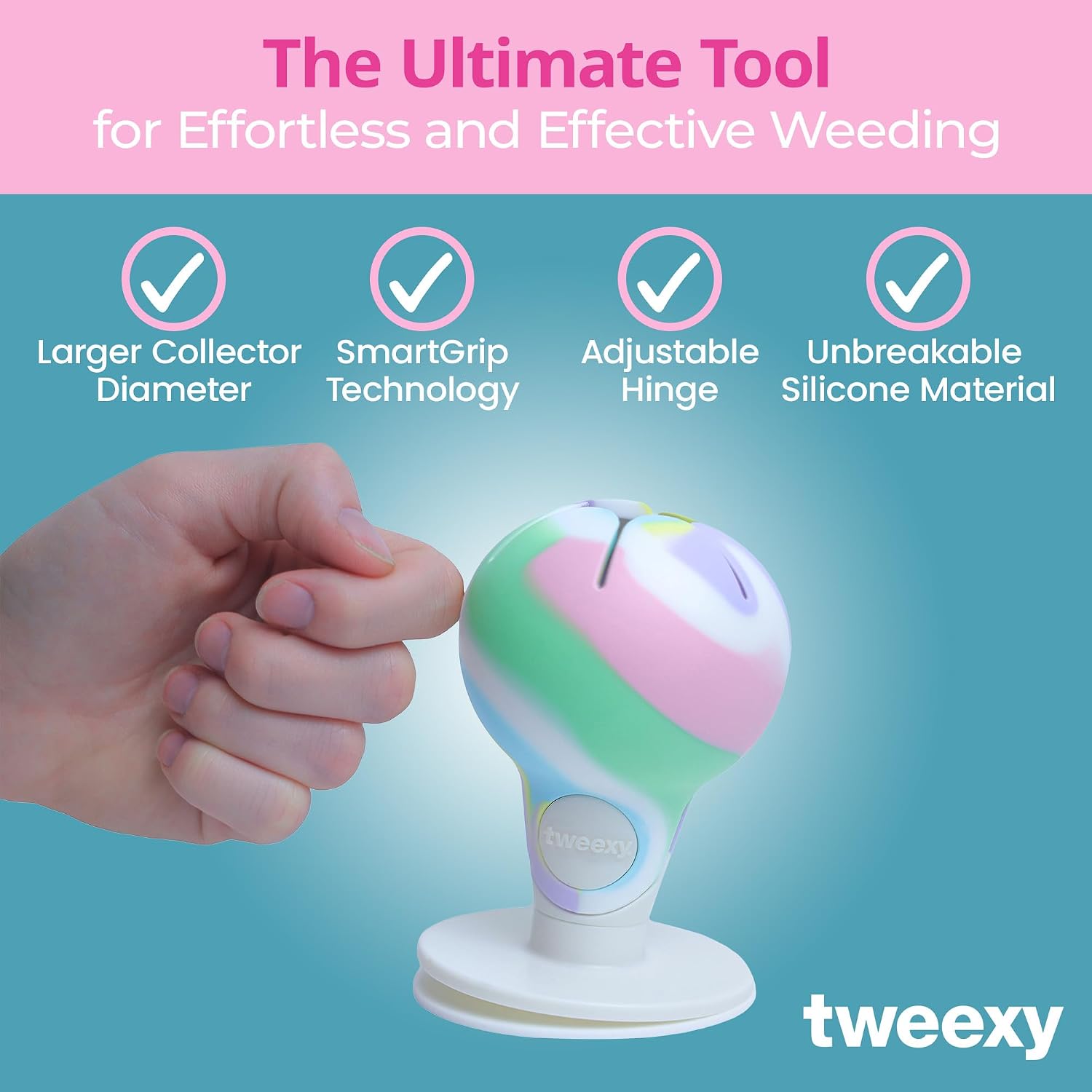 Tweexy Hinge Untippable Vinyl Weeding Scrap Collector | IntelliStick Anti-Spill Airlock Suction | HTV Crafting Adhesive Paper Sheet Holder | Tools for Vinyl (Large, Unicorn)