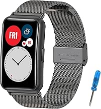 MIJOBS Replacement Band Compatible with Huawei Watch Fit Metal Strap Applicable to Huawei Watch Fit SE/New/Elegant Stainless Steel Wristbands for Watch Accessories