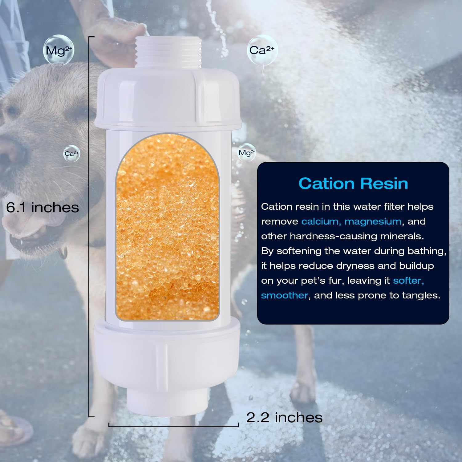 H&G lifestyles Dog Washing Hose Filter, Water Softener for Pet Bathing,Food Grade Soft Water Filter for Garden Hose 3/4” GHT, Helps Reduce Tangles & Keep Fur Smooth, Up to 7 GPM,1 Pack