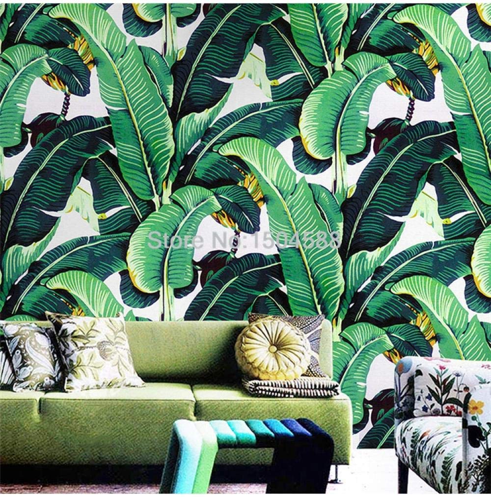 Papier peint feuille de bananier au style rétro pastoral pour un revêtement mural haut de gamme