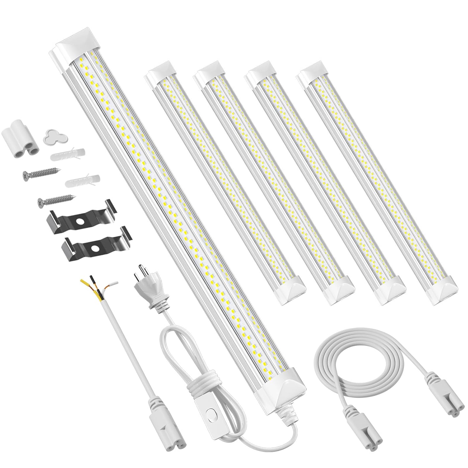 4 Pack 2ft Led Shop Lights 6000k 40w 5600lm 24 Inch Led Light Fixture Power Cord Wth on