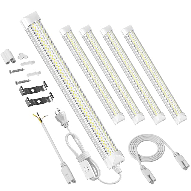 4 Pack 2ft Led Shop Lights 6000k 40w 5600lm 24 Inch Led Light Fixture Power Cord Wth on