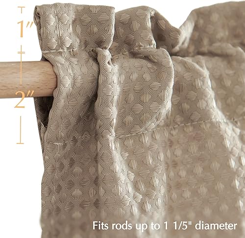 Miniatura 4 de Jinchan - Cortinas con patrón cuadriculado estilo waffle, onduladas, con bolsillo para ventana, 2 paneles