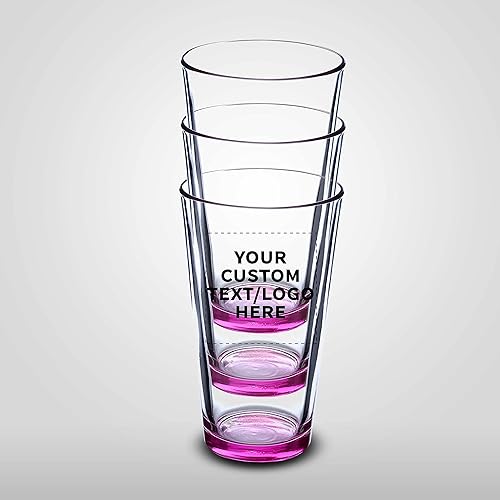 Miniatura 8 de DISCOUNT PROMOS Juego de 10 vasos de cerveza personalizados de 16 onzas, paquete a granel personalizado, cristalería resistente para restaurantes,