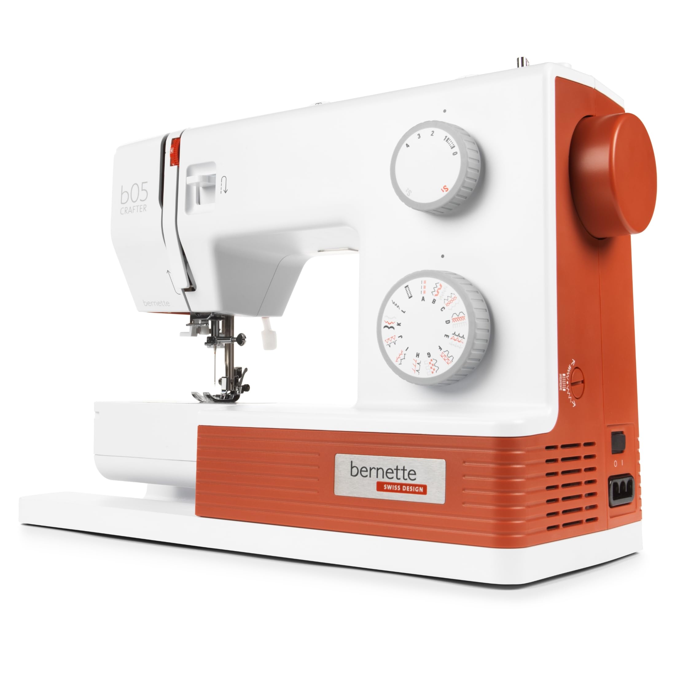 Bernette B05 Crafter Máquina de coser portátil | 30 puntos, 6 pies prensados, luz LED | Acolchado y bordado robustos | Punto ajustable | Aguja, enhebrador, uso principiante y