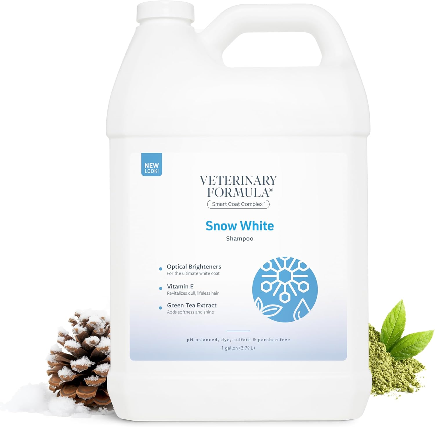 Veterinary Formula Smart Coat Complex Snow White Shampoo for Dogs and Cats, 128 Fl oz / 1 Gal – Gently Remove Stains & Yellowing Without Bleach/Peroxide – Cleans, Deodorizes & Brightens White Coats
