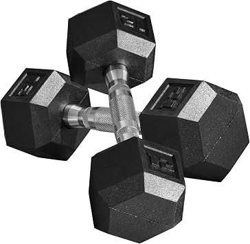 Soozier 2x12/2x15/2x50lbs Hex Dumbbell Set of 2 Anti roll Black