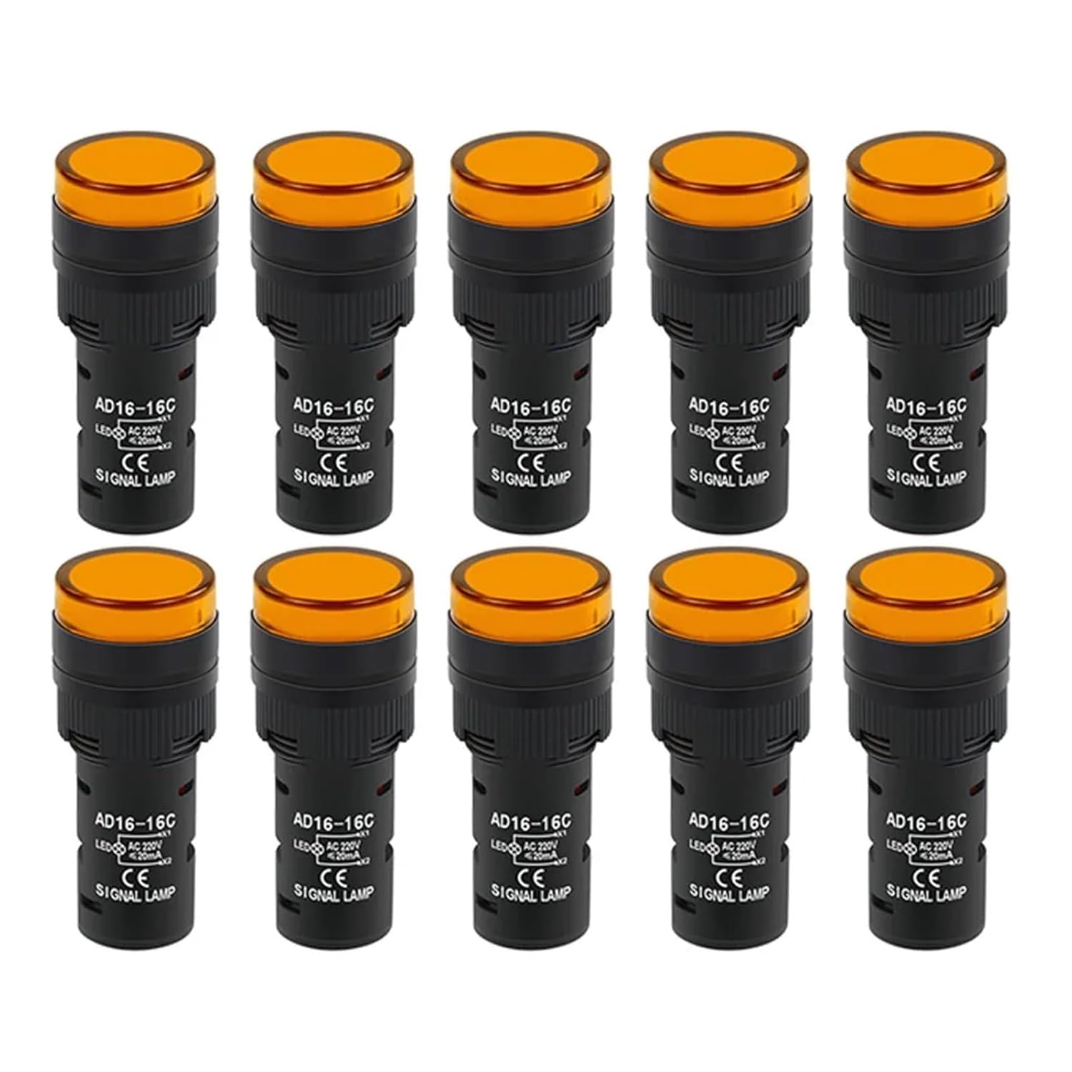 10PCS LED Indicator AD16-16C Panel Mount Signal Power Indicator AC DC 12V 24V 110V 220V 380V 16mm Light Lamp red Green(DVPCOPM-SL,DC 24V)