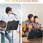 K KASONIC - Dual-Use Folding Sheet Music Stand & Desktop Book Stand with Portable Carrying Bag, Sheet Music Folder & Clip Holder (Black)