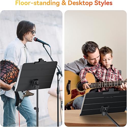 Vista 10 de K KASONIC - Soporte plegable de doble uso para partituras y soporte para libros de escritorio con bolsa de transporte portátil, carpeta de Blanco