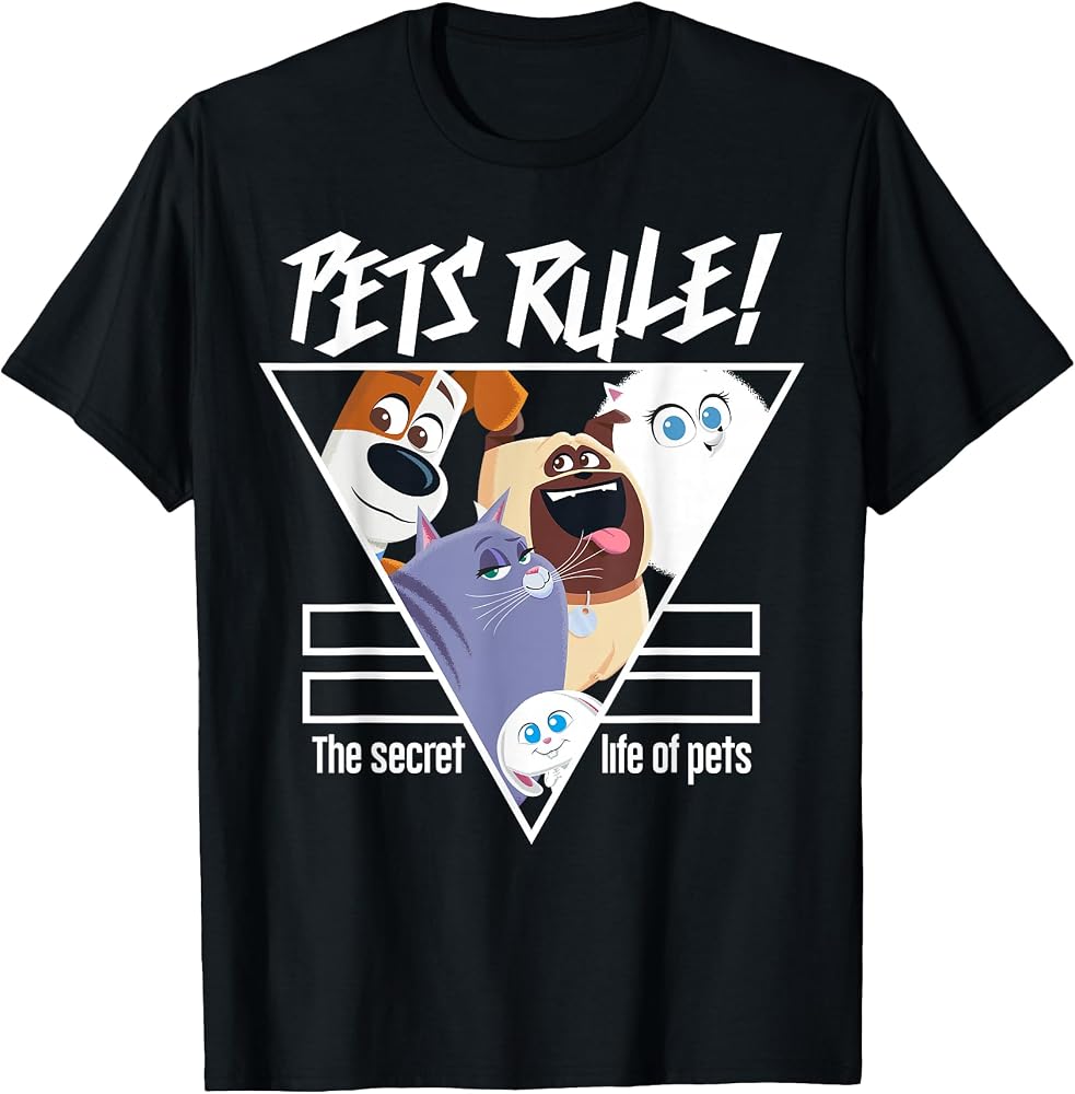 Illumination - The Secret Life of Pets Pet T-Shirt, Kids/Unisex, Unisex-Adults, Boys, Short Sleeve, Black, Small, Classic Fit, Cotton Blend