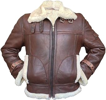 Mens RAF B3 Fur Aviator Hooded Shearling Flight Pilot Jacket