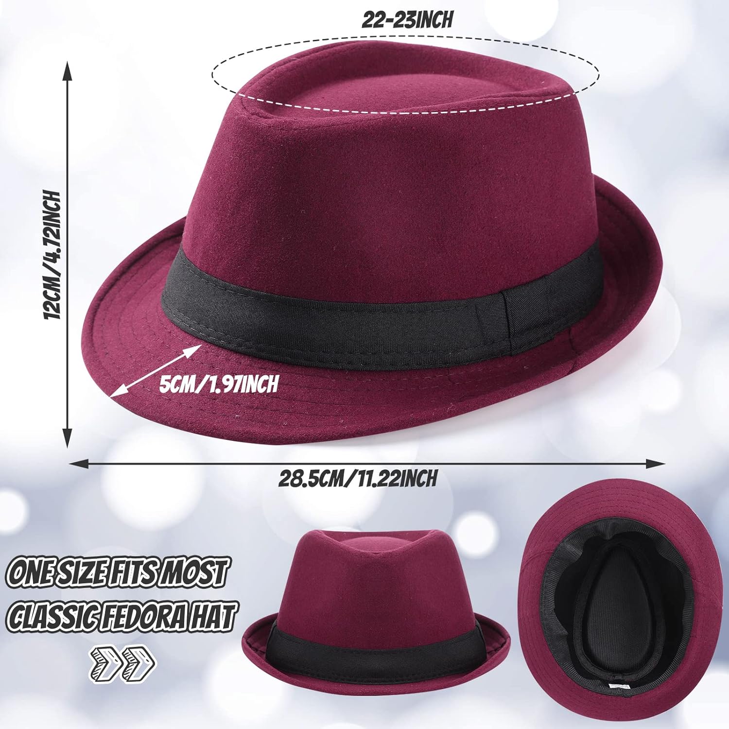 Vista 3 de 16 Pcs Straw Fedora Hats 1920s Classic Fedora Hats Short Brim Hat Summer Hats for Man Women Straw Hats Panama Hat