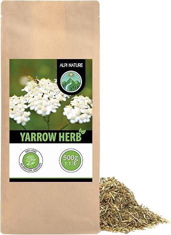 Alpi Nature Yarrow Tea 500g 1.1 lb, Dried and Cut Yarrow Herb, Loose Leaf Tea for Herbal Infusion