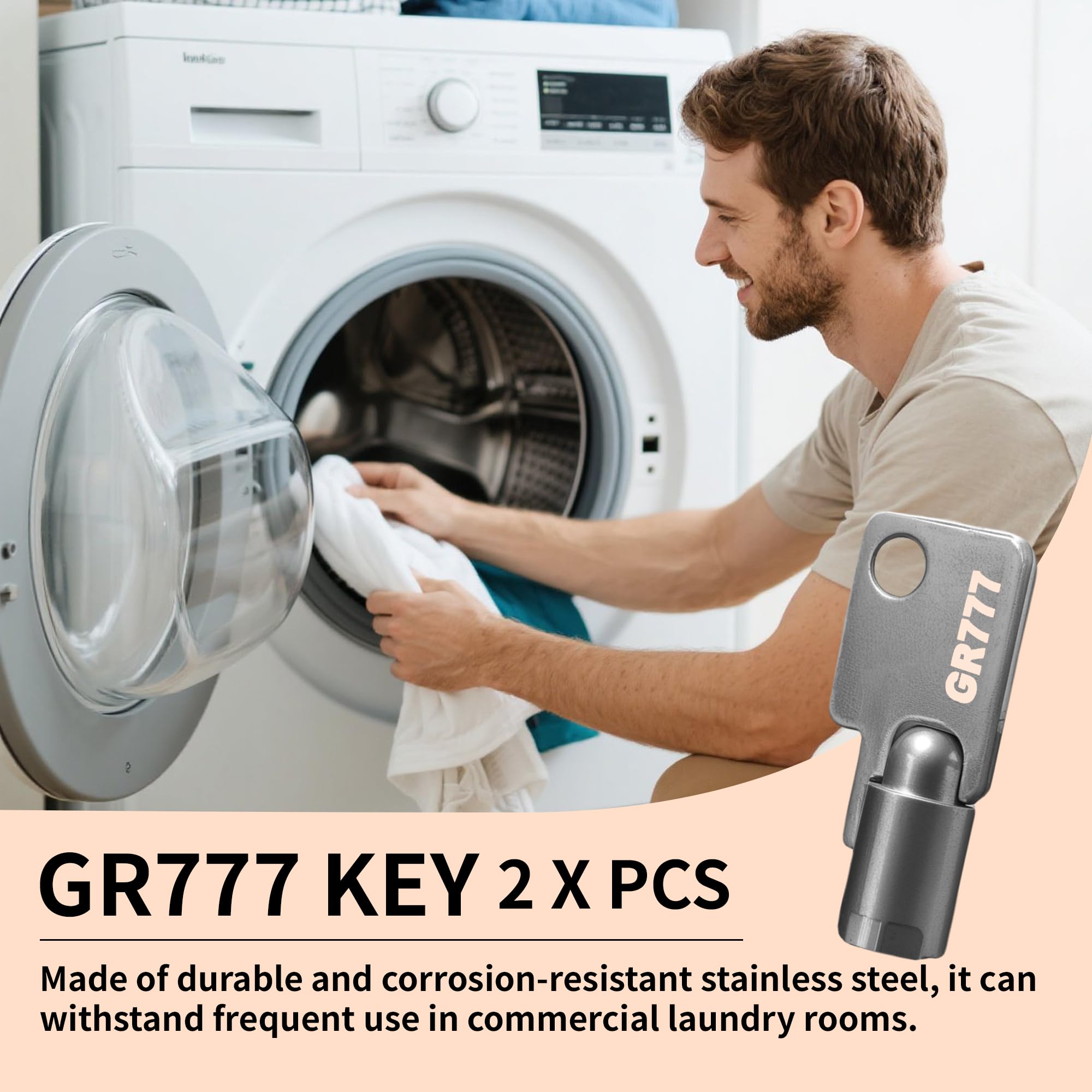 2-Pack GR777 Tubular KeyPower Key Compatibility with Service Panel of Speed Queen Commercial Washer Door/Service Panel/Coin Washing Machine, for Speed Queen Maytag ESD Lock