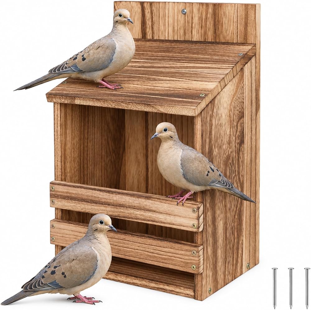 Dove Bird House Outdoor, Wooden Nesting Box for Doves with Open Design — 사진 1