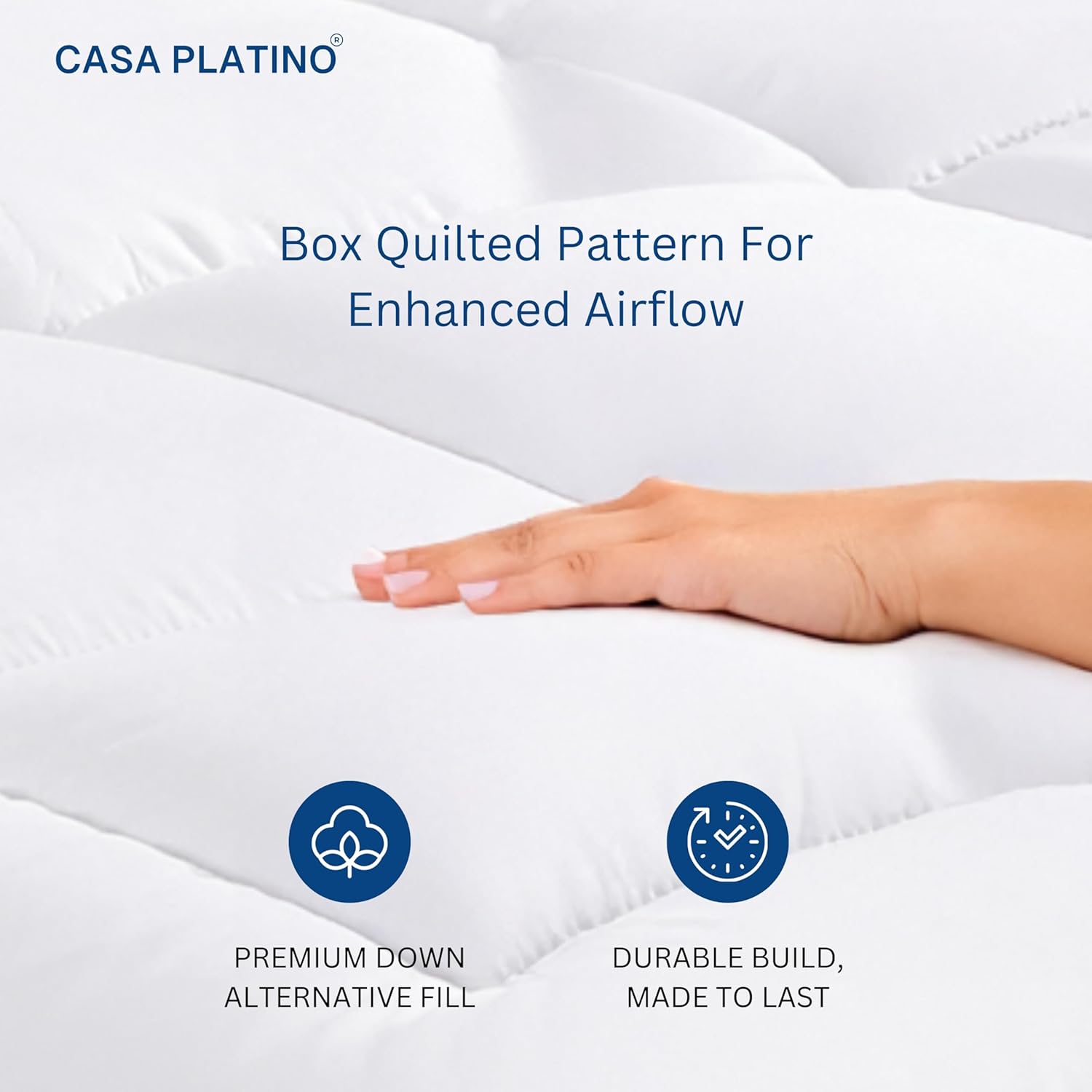 Casa Platino California King Size Mattress Topper, Protector & Encasement with Zipper, Deep Pocket Cal King Mattress Protector fits up to 20" Mattress Leak Proof