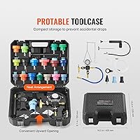 Vista 5 de VEVOR Kit universal de 28 probadores de presión de radiador, kit de probador de presión de refrigerante con bomba manual y tapas de prueba