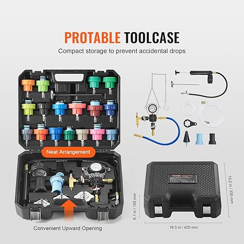 Miniatura 5 de 28 pcs Universal Radiator Pressure Tester Kit, Coolant Pressure Tester Kit with Manual Pump and Color-Coded Test Caps, Coolant Vacuum Refill kit for