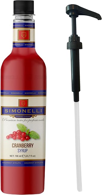 SIMONELLI CHOCOLATE Coffee and Cocktail Syrup Cranberry Flavored 700ML + PUMP