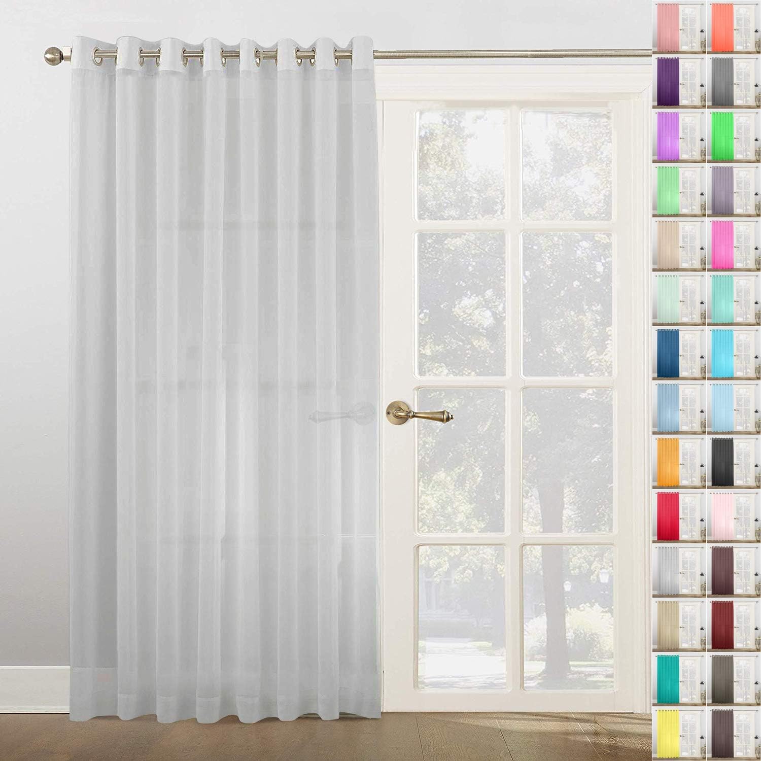 Megachest Woven Voile super wide metallic ring top Curtain 1 Panel (Silver, 116" wide X 81" drop), W 116" x L 81" (1 Panels)